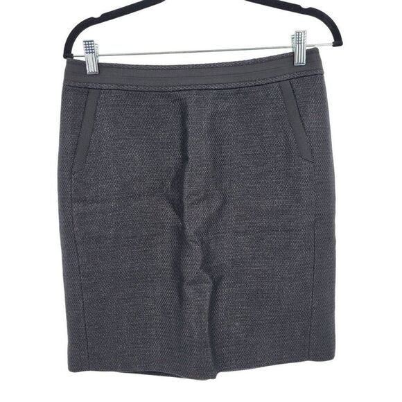 Vintage 90s Fine Italian Fabric A-Line Mini Skirt 8 Black Metallic Academia - Picture 1 of 12